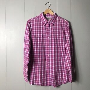 WRANGLER PINK CHECK PATTERN BUTTON DOWN SHIRT WESTERN WEAR SNAPS WOMENS SIZE XXL